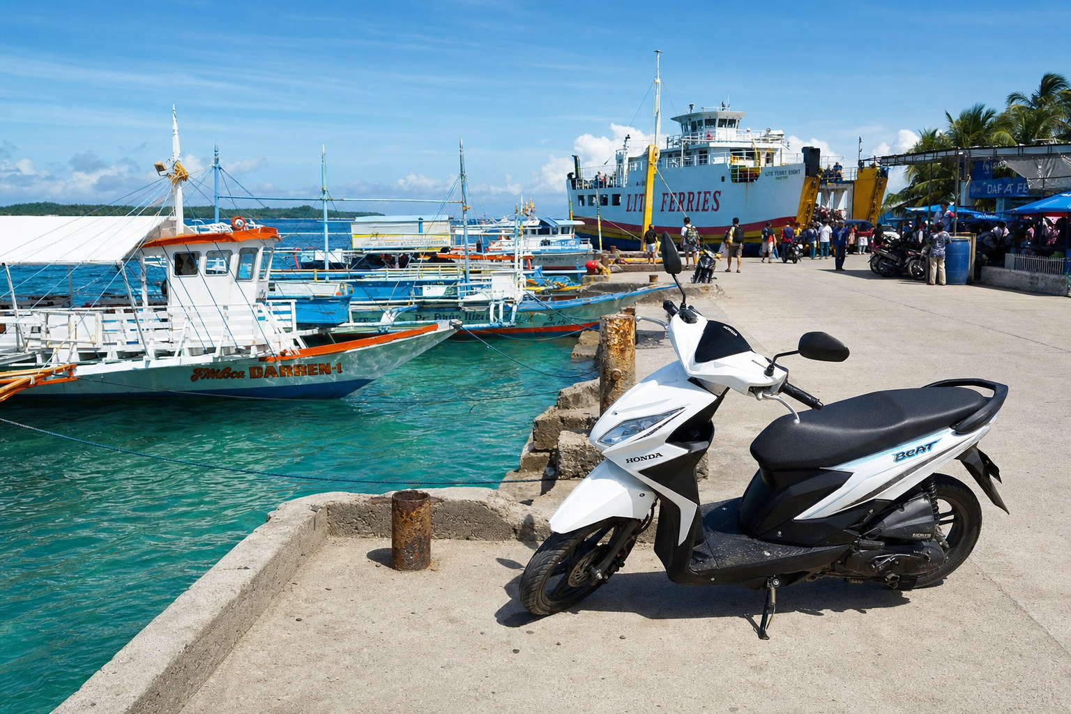 Scooter rental delivery at Dapa Port ferry terminal Siargao β scooter rental Siargao Palm Riders Scooter rental delivery at Dapa Port ferry terminal Siargao β scooter rental Siargao Palm Riders